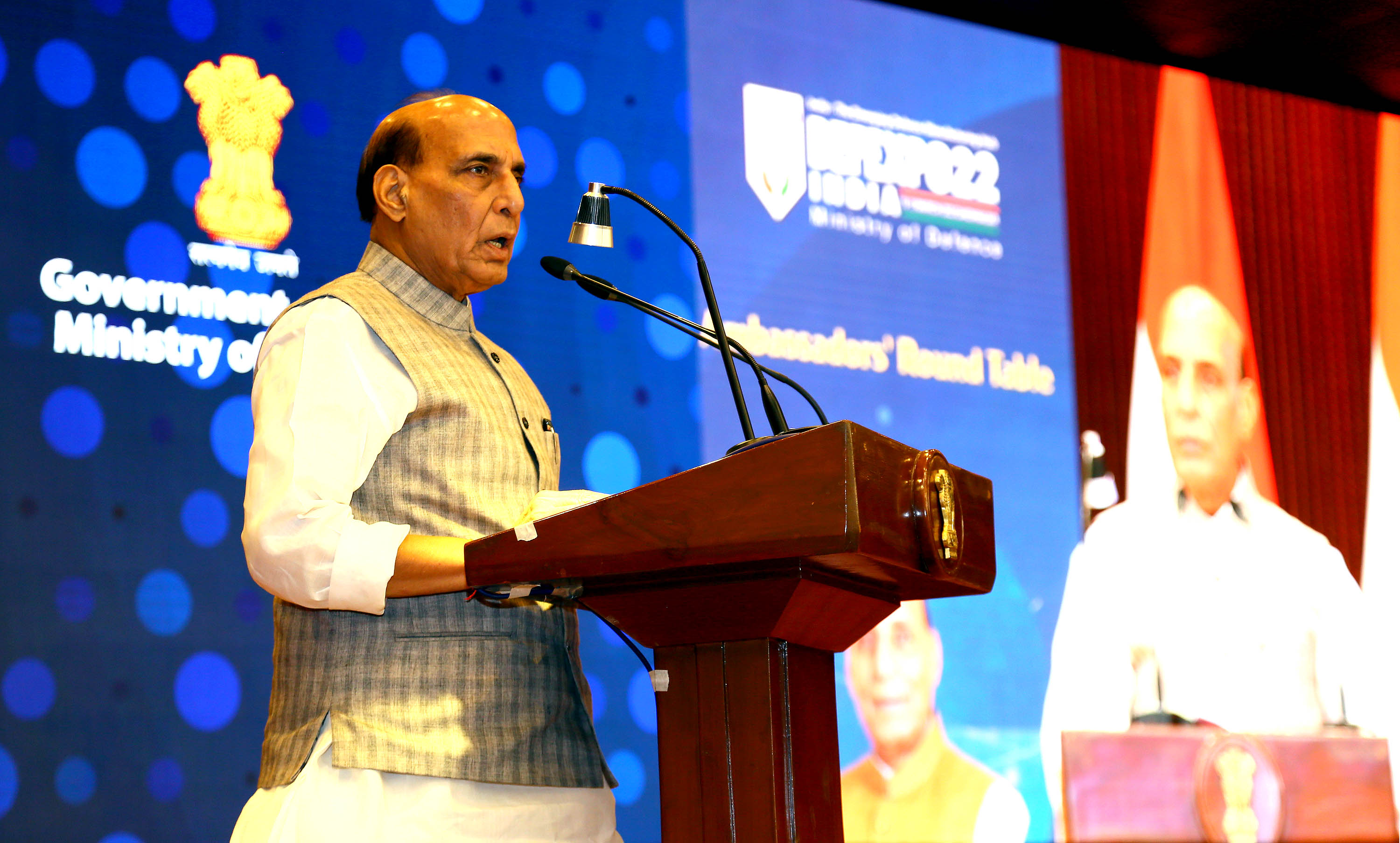 Rajnath Singh chairs Ambassadors’ Round Table for DefExpo